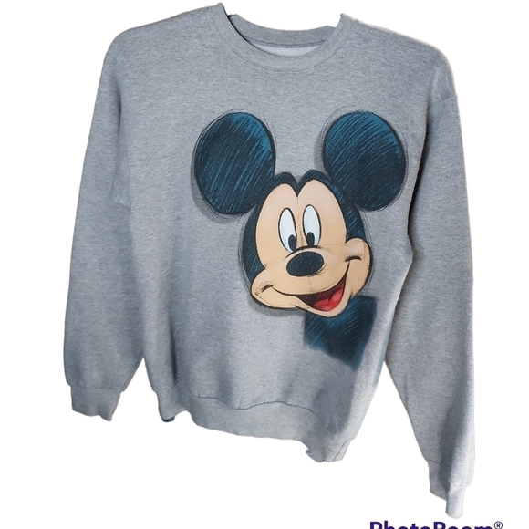 Vintage Mickey Mouse Small Sweatshirt gray L/S Crew Neck by Walt Disney Land - Picture 1 of 11